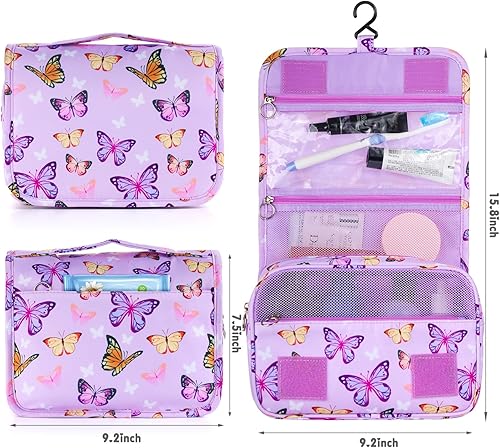 Miniatura 3 de Hapycat Neceser colgante para niños para niñas y niños, púrpura, ((Butterfly-Purple), Neceser colgante para niños para niñas
