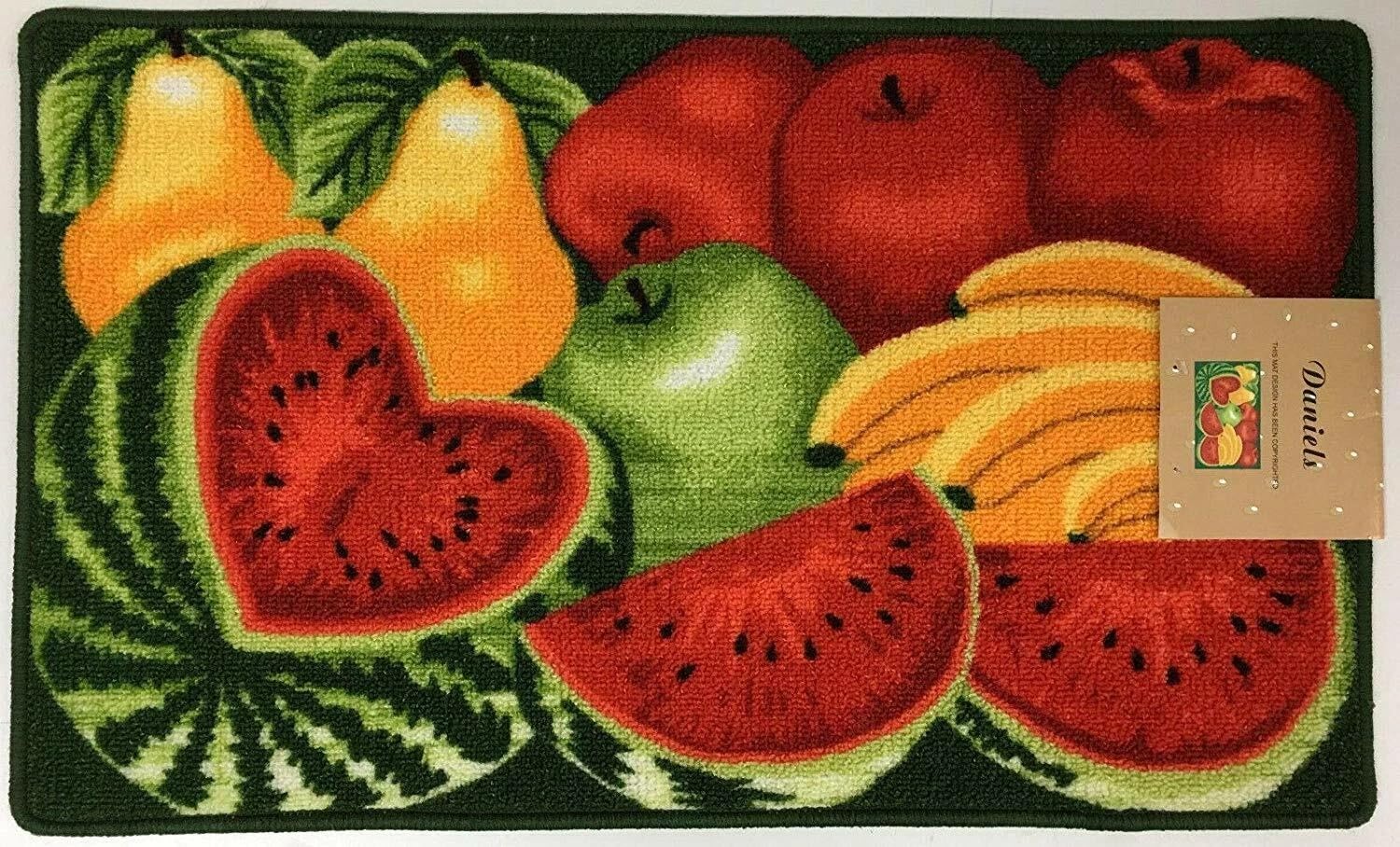Daniels Watermelon, Fruit and Apples Kitchen Rug with Non Skid Back