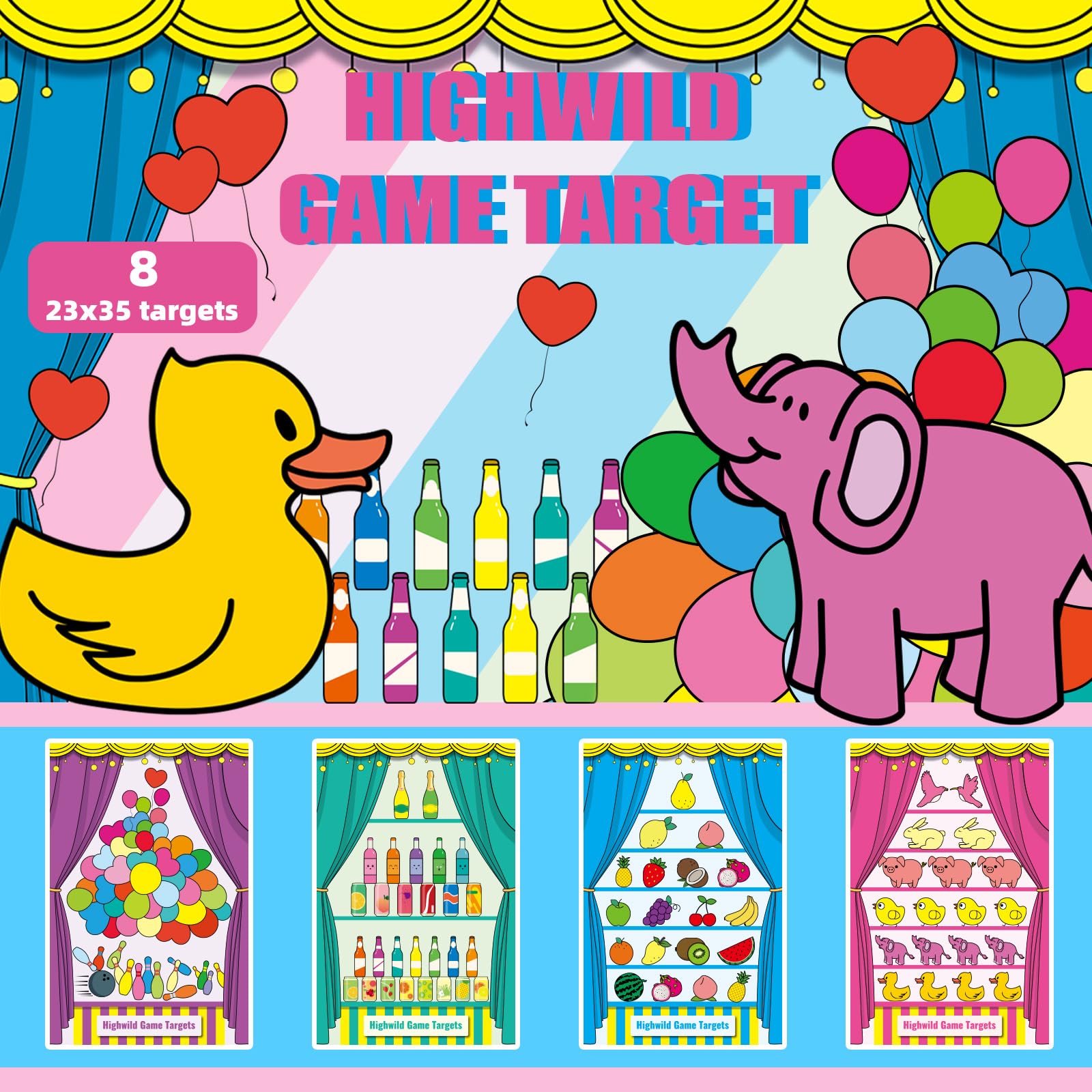 Highwild 8 Pack Creative Fun Shooting Targets - 23X35 Inch, 4 Unique Whimsical Designs