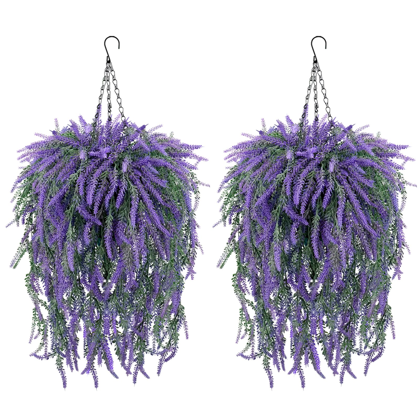 Zythrem 2Packs Artificial Lavender Hanging Baskets