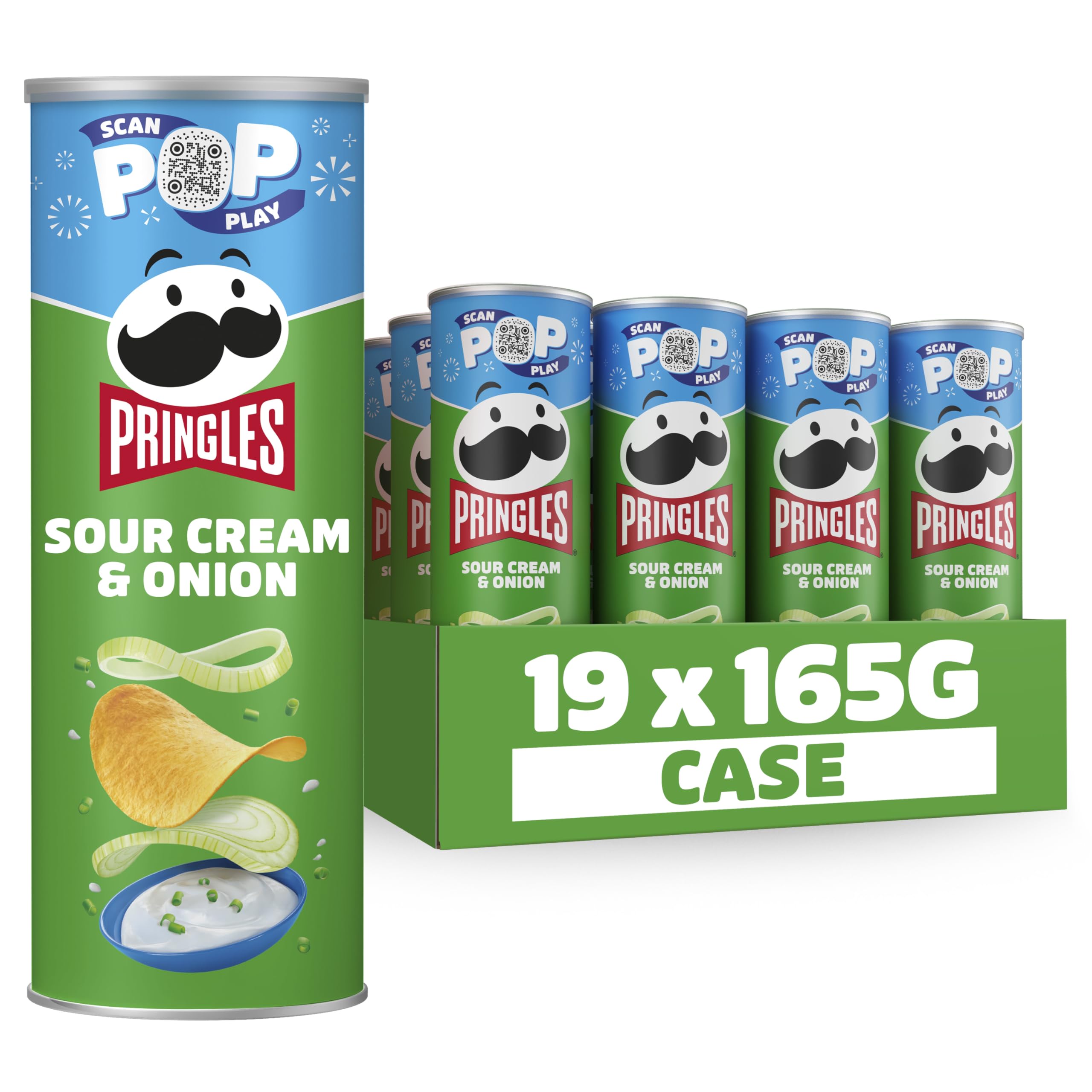 Pringles Sour Cream & Onion Sharing Crisps 19 x 165g (Pack of 19)