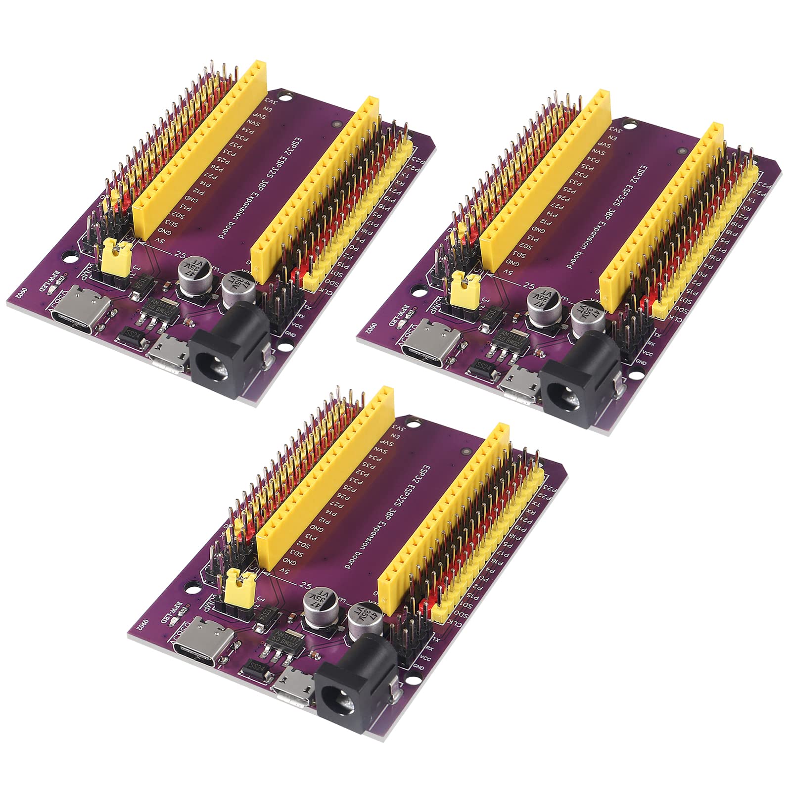 AITRIP 3PCS 38PINS ESP32 Development Board Type-C/Micro USB CP2102 WiFi+Bluetooth Dual Core ESP32-DevKitC-32 ESP-WROOM-32 Expansion Board