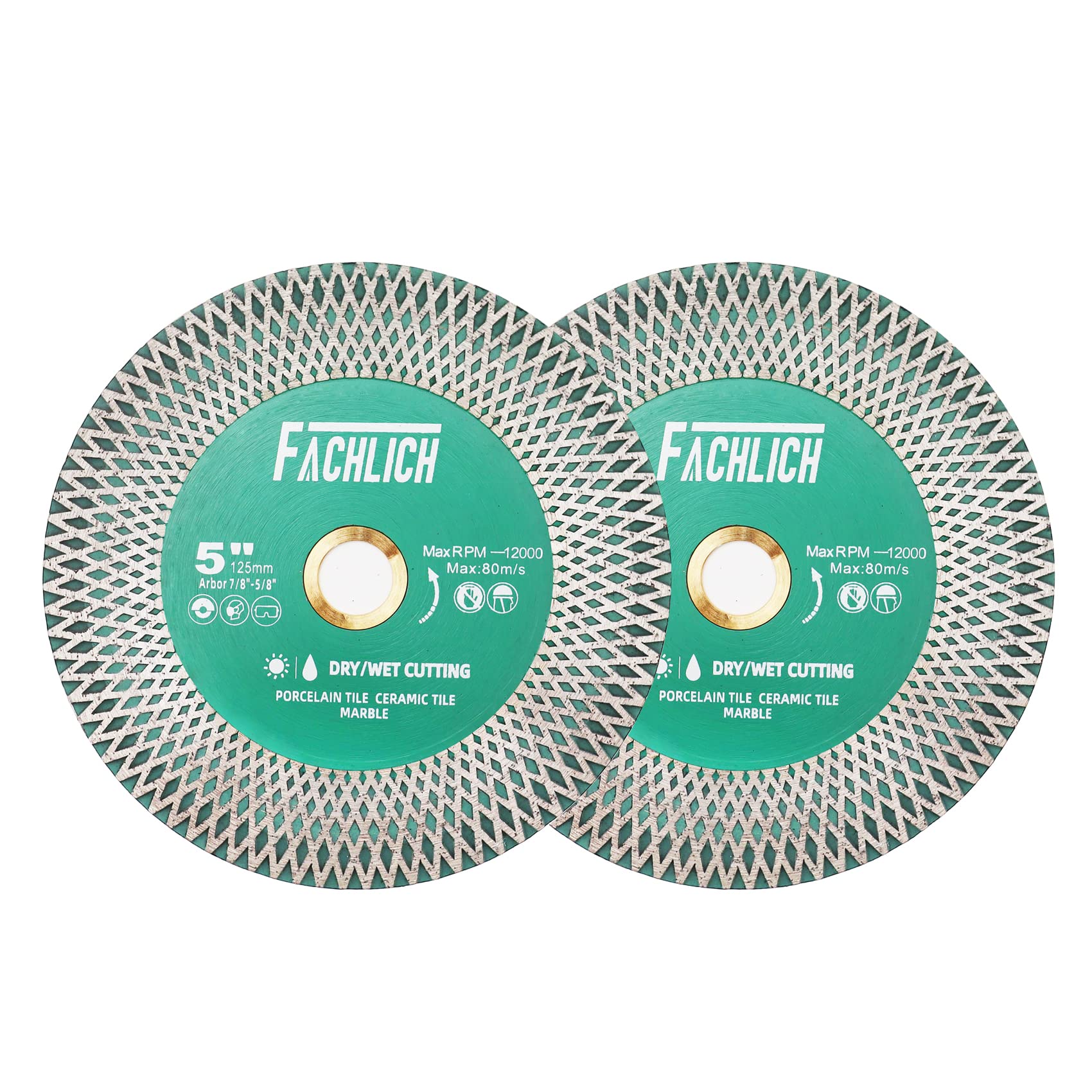 Disco Tronzador de Diamante 125MM 2 piezas Para Cortar y Moler con X Malla Turbo Hoja de Sierra para Porcelana Azulejos Cerámica Granito Mármol