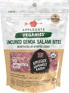 Applegate Organic Uncured Genoa Salami Bites 3oz - Antibiotic-Free, Gluten & Dairy Free Snack
