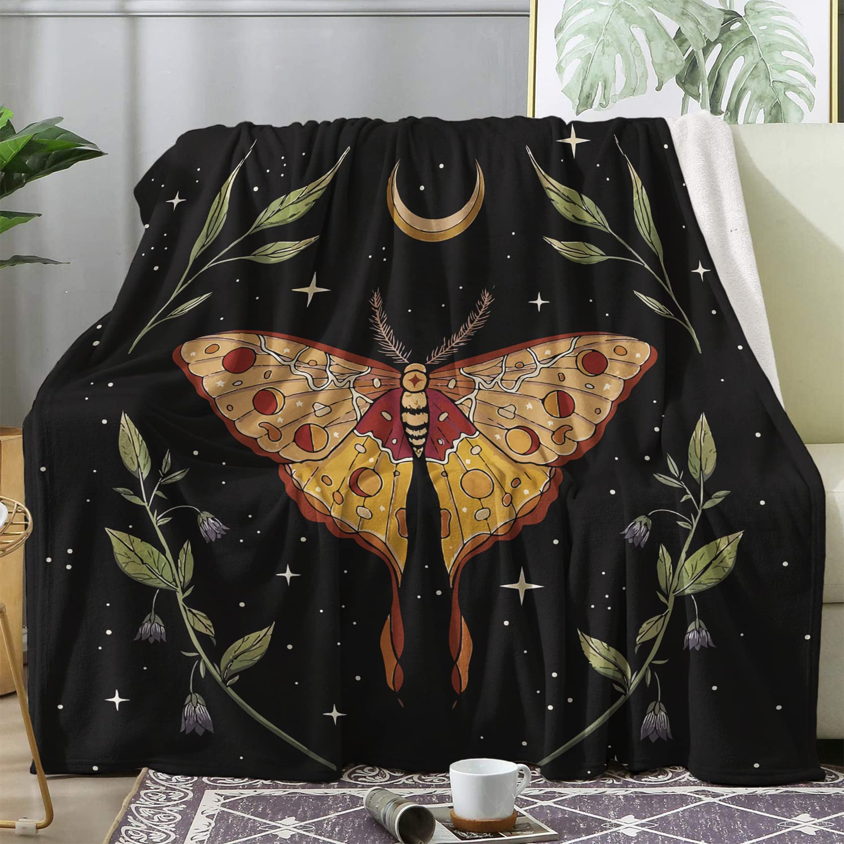 Couverture Polaire BUKITA 220x240 Papillon - Plaid Lit Hiver 2 Personnes