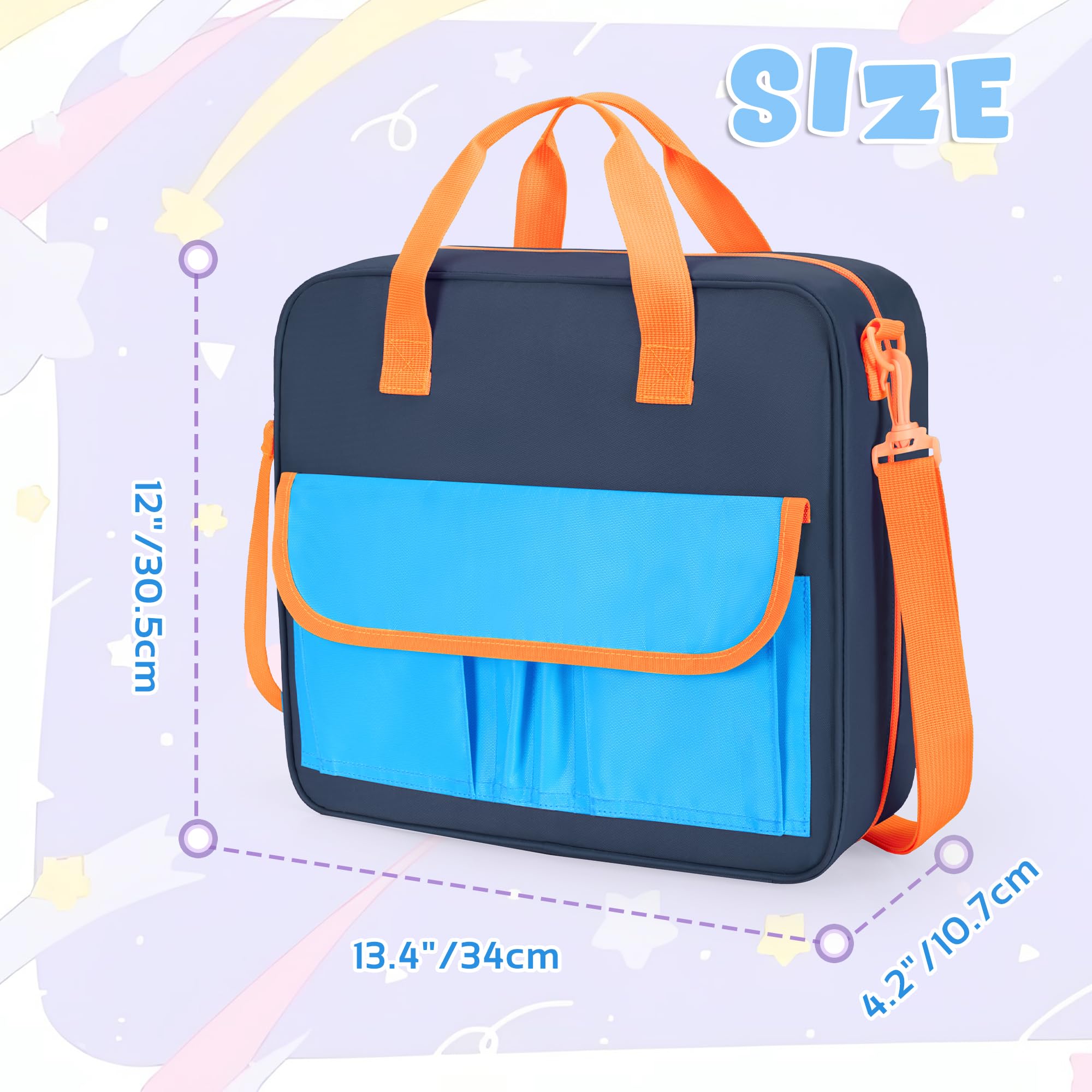 YARWO Ringordner Tasche für Jungen Mädchen 3 Ring Ordner für 500 Blätter mit ausziehbaren Fächern verstellbarer Trageriemen Akkordeon Organizer passend für 13" Laptop, Lern Tablet Schreibwaren, Marine