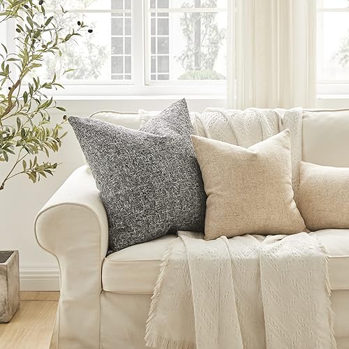 Miniatura 6 de Anickal Juego de 2 fundas de almohada lumbares de lino de 12 x 20 pulgadas, fundas decorativas rústicas oblongas para sofá, decoración del hogar