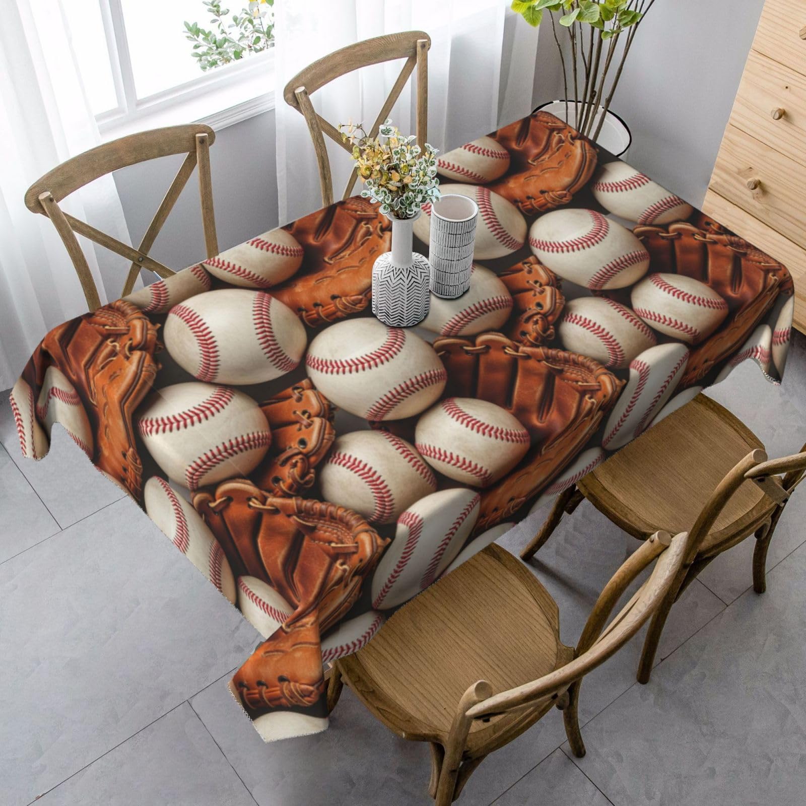Nappe balles de baseball 137x183cm rectangulaire housse de table infroissable