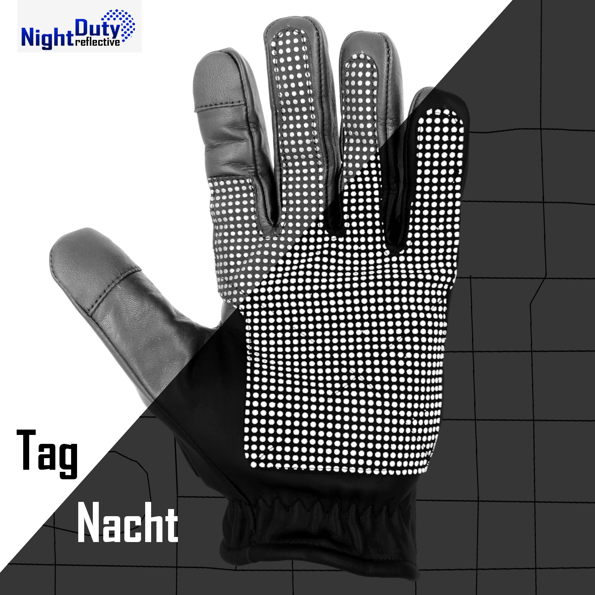 TacFirst SEK 1 NightDuty Security H006ND - Guanti da lavoro retro riflettenti e antitaglio, touch screen