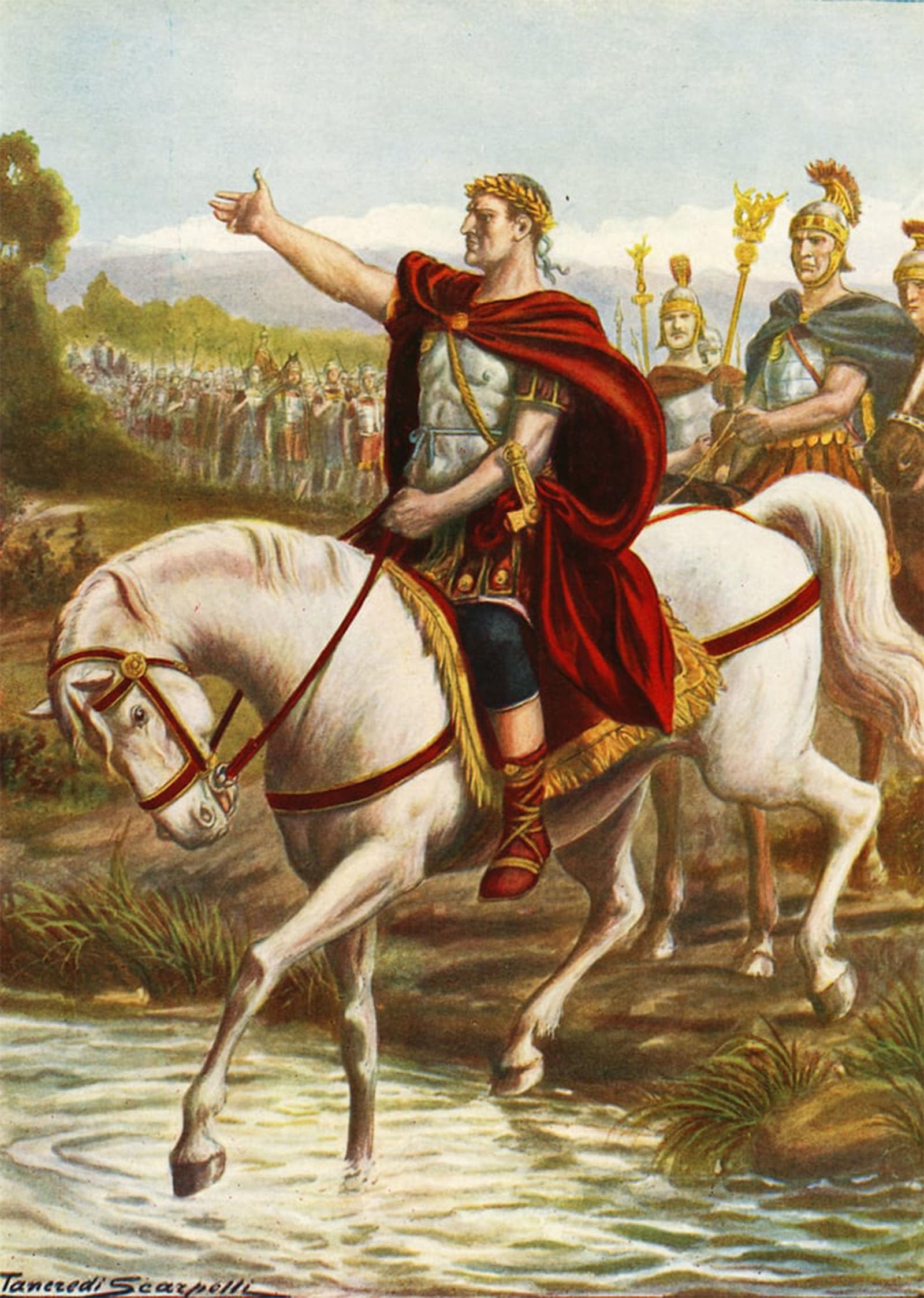 ARTXLXXBN Famous Painting Art Wall Decor Abstract Art Picture Julius Caesar Crossing the Rubicon by Tancredi Scarpelli Animal Pictures for Home Decor 60x90cm