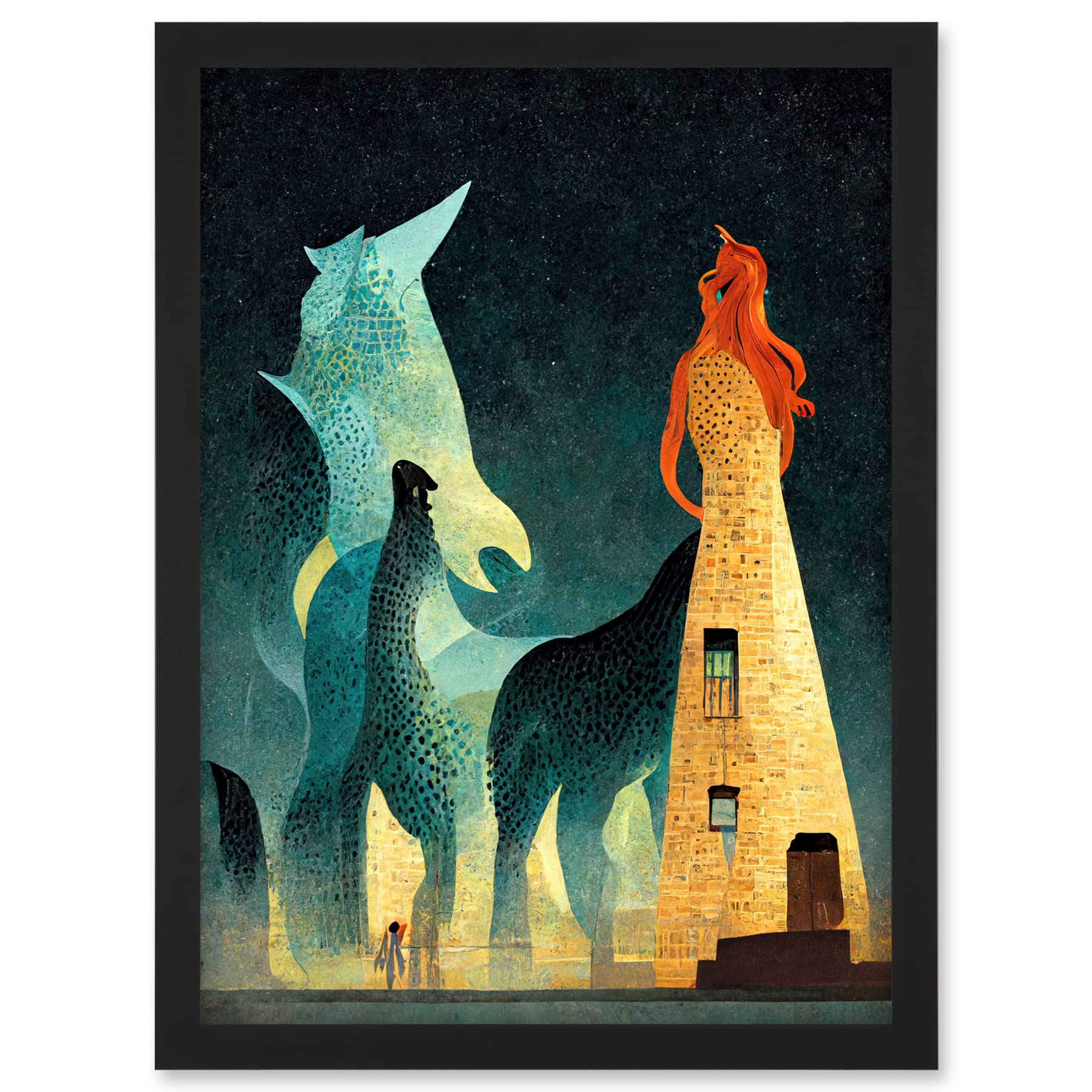 Doppelganger33 LTD Kelpies Dream Illustration Falkirk Artwork Framed A3 Wall Art Print