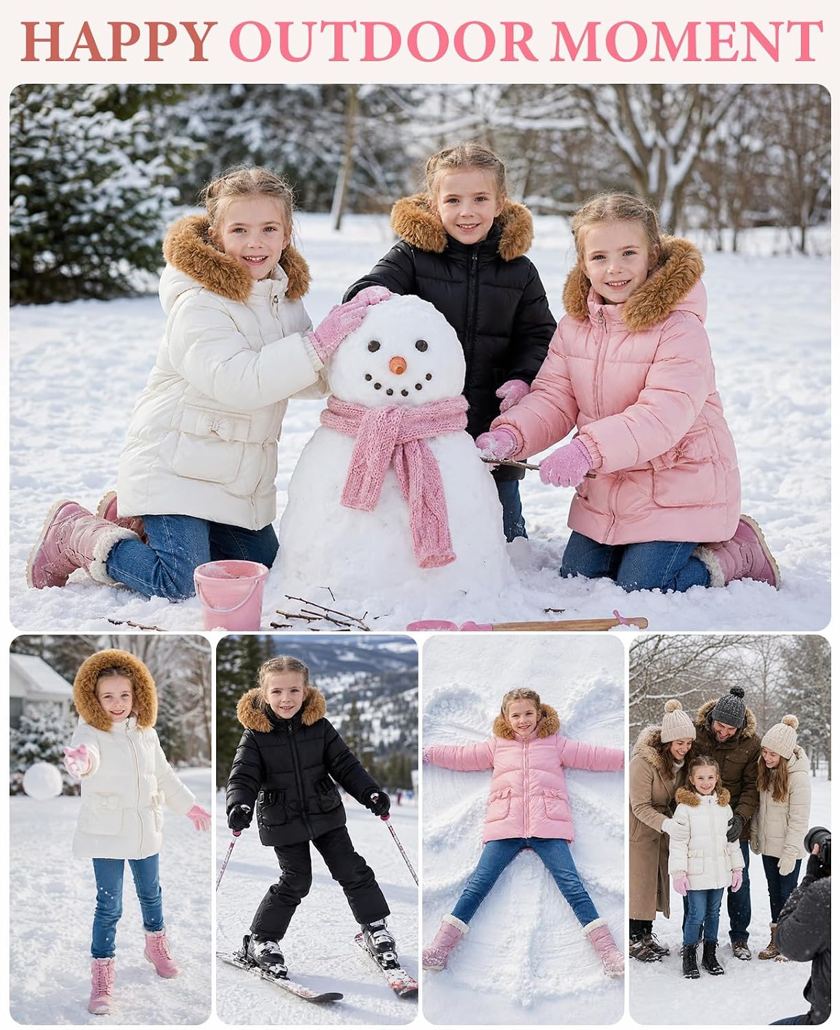 UVIPC 2-5T Toddler Girls Winter Coat Jacket Warm Fleece Lined Hooded Outwear Water＆Wind-Resistant Parka A-line