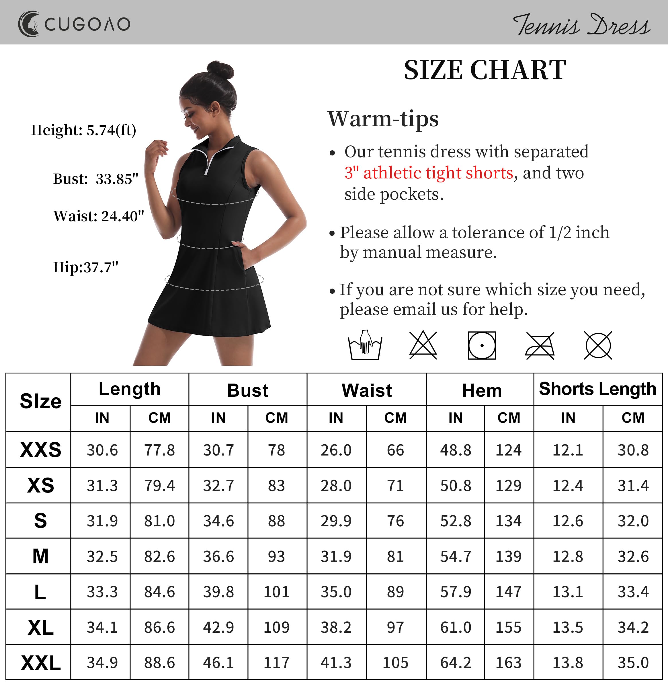 Abito da tennis da donna, abito da tennis e golf, con pantaloncini integrati e tasche, per allenamento senza maniche