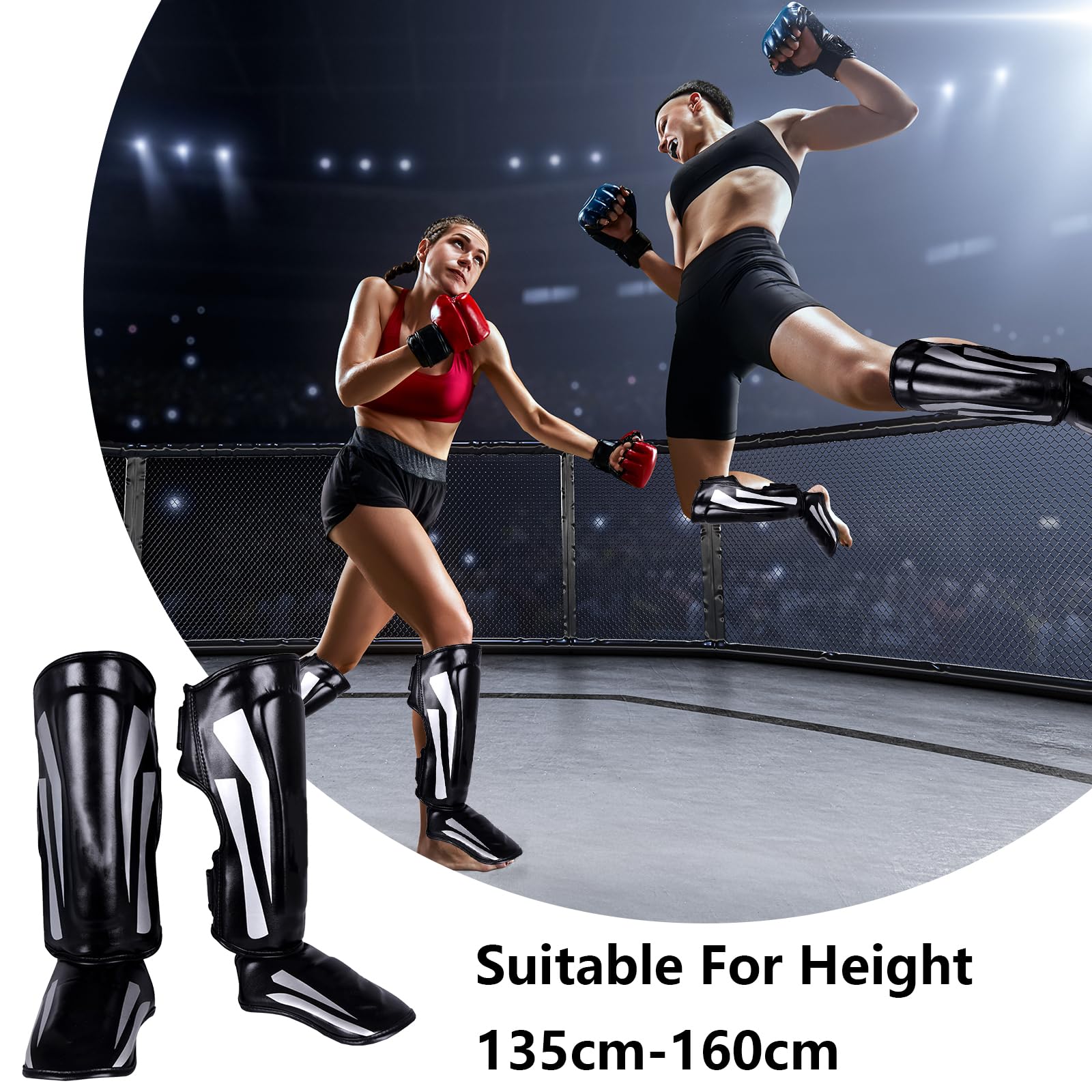 Schienbeinschoner, Profi Schienbeinschoner Extra Dick Verstellbare Beinschützer mit Ristschutz Kickboxen Schienbeinschützer Thaiboxen Kampfsport Spannschützer Kampfsport Trainingsausrüstung