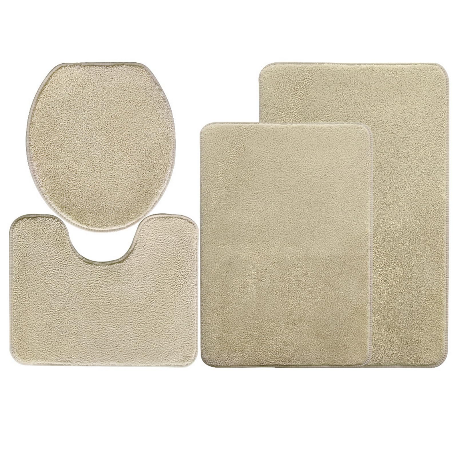 Heavyoff Bathroom Rug Sets, 4 Pieces Soft Area Rugs Set, Toilet Base Mat Carpet, Absorbent Washable Mats Dry Quickly, Home Décor and Bath Room