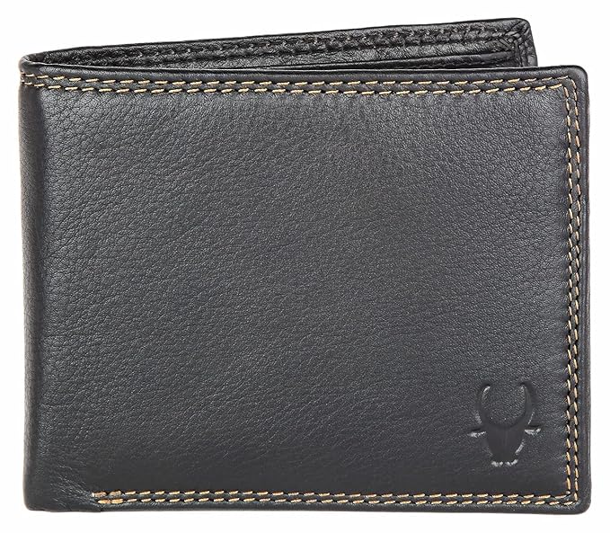WildHorn Classic Black Leather Wallet for Men (Black)