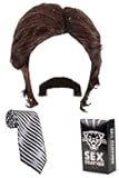 Anchorman Brian Fantana Kit - Wig, Tie, Mustache, Press Badge & Cologne Box