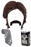 Anchorman Brian Fantana Kit - Wig, Tie, Mustache, Press Badge & Cologne Box
