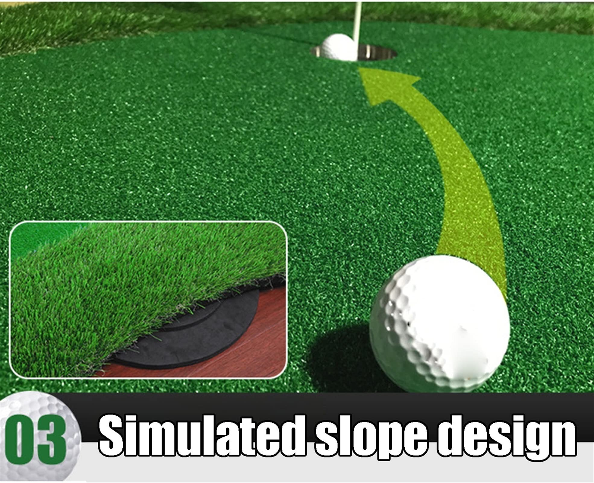 Tapete para Putting de Golf Tapete para Putting de Golf Grande de 3 m/4 m, tapete de Golf de césped Artificial para jardín/Oficina/Sala de Estar, tapete de Entrenamiento para Putting de Golf
