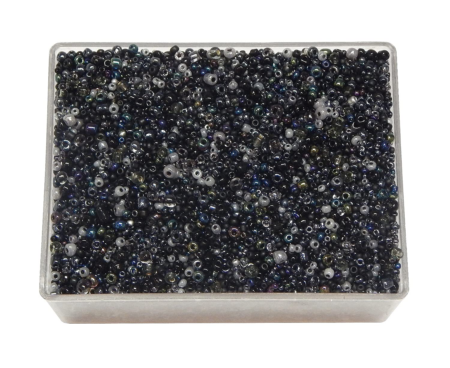 Pack of 3000 Glass Seed Beads 2 mm 3 mm 4 mm Round, Pony Beads, Mixed Size, Colour Mix, Seed Beads (Black) - Image 2