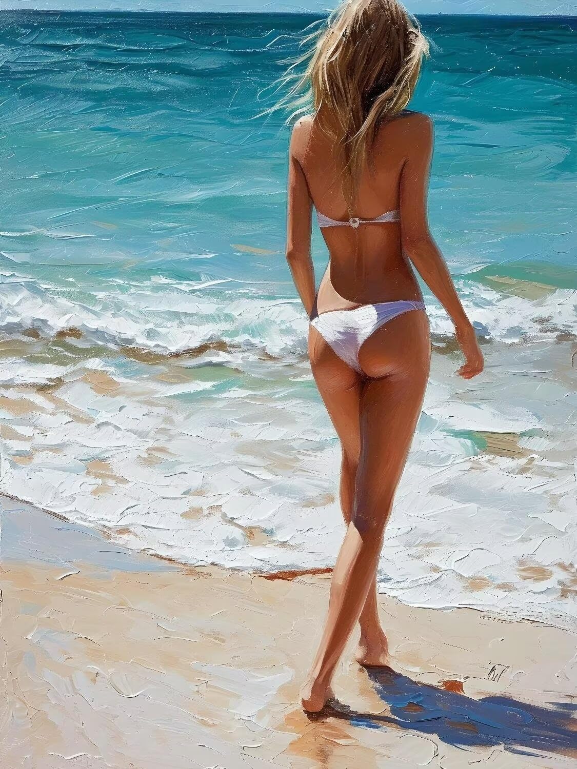 Diamond Painting Belleza de playa Pintura Diamante Adultos, Diamond Painting Niños, Cuadros de Diamantes Kit Manualidades Adultos, para Navidad Decoración de La Pared Del Hogar Regalos 100x150cm t3608