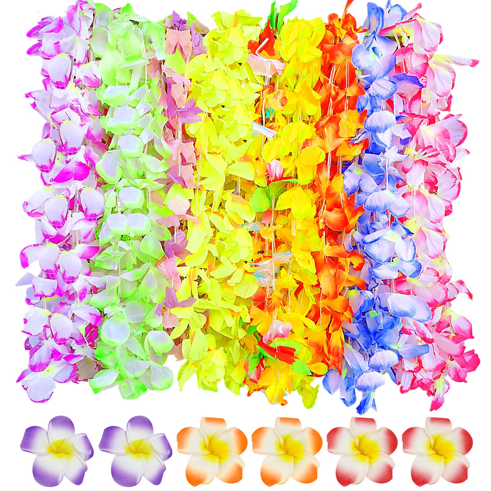 Ysimple Hawaiian Garland, Hawaiian Lei, Flower Garland Necklace for Beach, Tropical Theme Party Accessories Necklaces, Fancy Dress Garlands, Hawaii Decorations, Wedding, Bar, Party Supplies (32 Pcs)