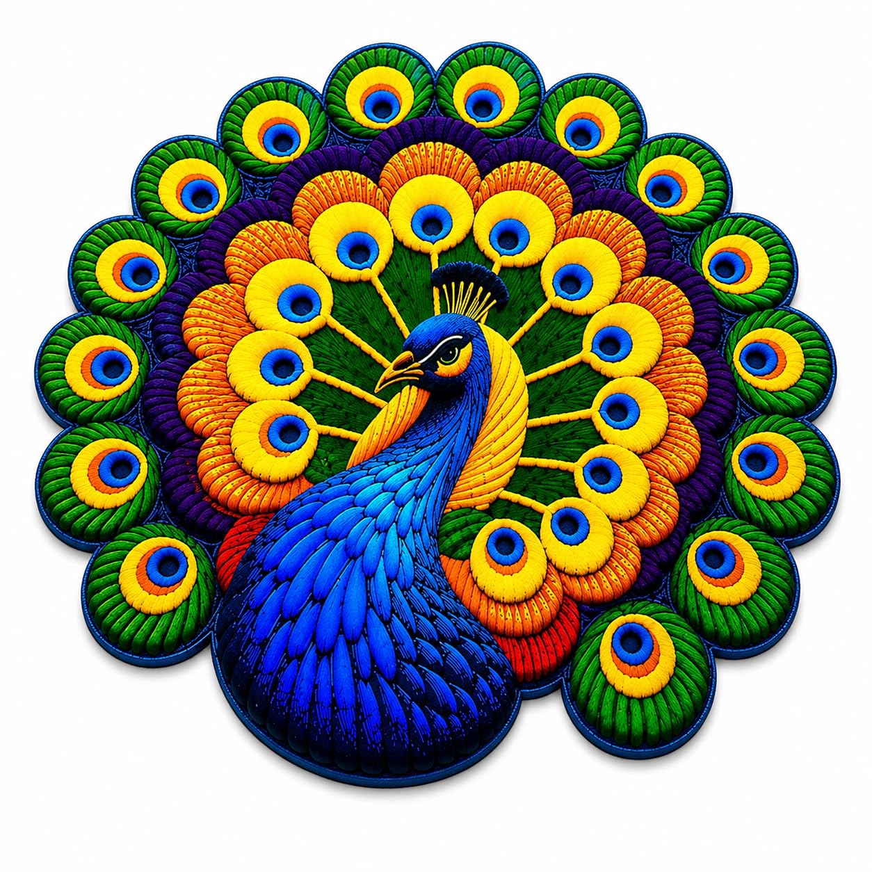 Multicolour Peacock Design Decorative Floor Mat for Living Room, Bedroom, Hall, Entrance and Festival Décor | Designer Indoor Rug | 1 Piece-image-29
