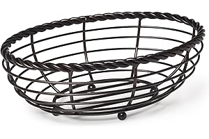 Mikasa Gourmet Basics Black Metal Basket for Bread, 11-Inch