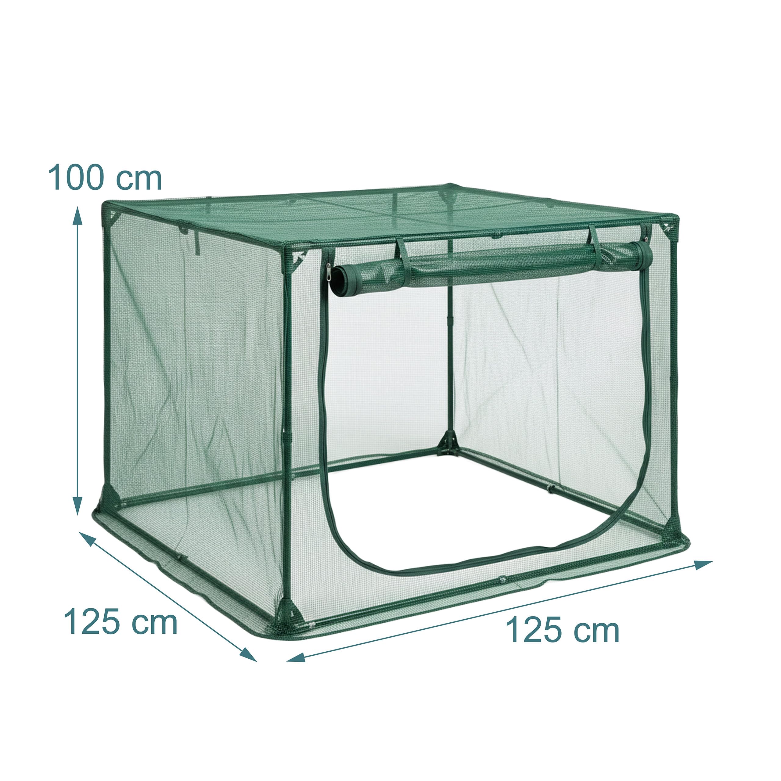 Relaxdays Cubierta Protectora para huerto Elevado, protección contra Insectos, 100x125x125 cm, PP y Hierro, Verde