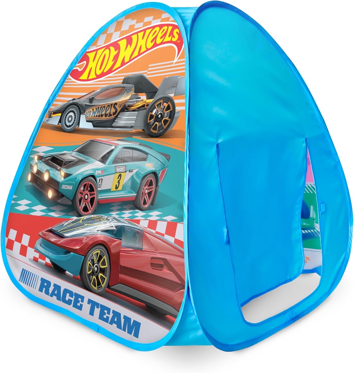 Hot Wheels™ Speed Zone Pop Up Play Tent for Kids – Triangle Indoor Playhouse with Peek Through Window – Easy Setup, Folds Flat for Storage – Safe Design for Toddlers & Kids