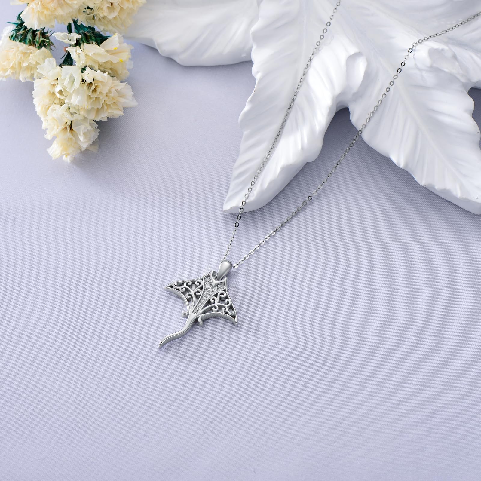 ONEFINITY Ocean Kette 925 Sterling Silber Rochen Manta Rochen/Seepferdchen/Wal/Meerjungfrau Anhänger Halskette Schmuck Geschenk