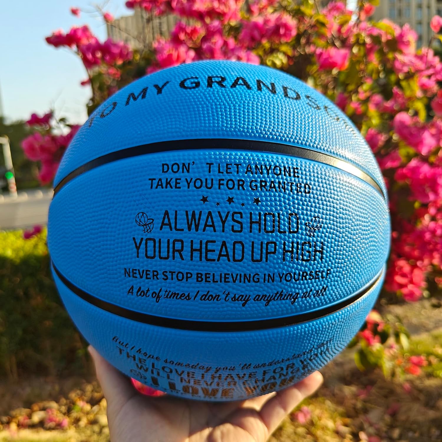 Customized Engraved Basketball,Personalized Size 5(27.5")/7(29.5") Basketballs,Inspirational Gift,Perfect for Birthdays and Special Occasions,Premium Rubber Basketball with Pump Included(Deflated)