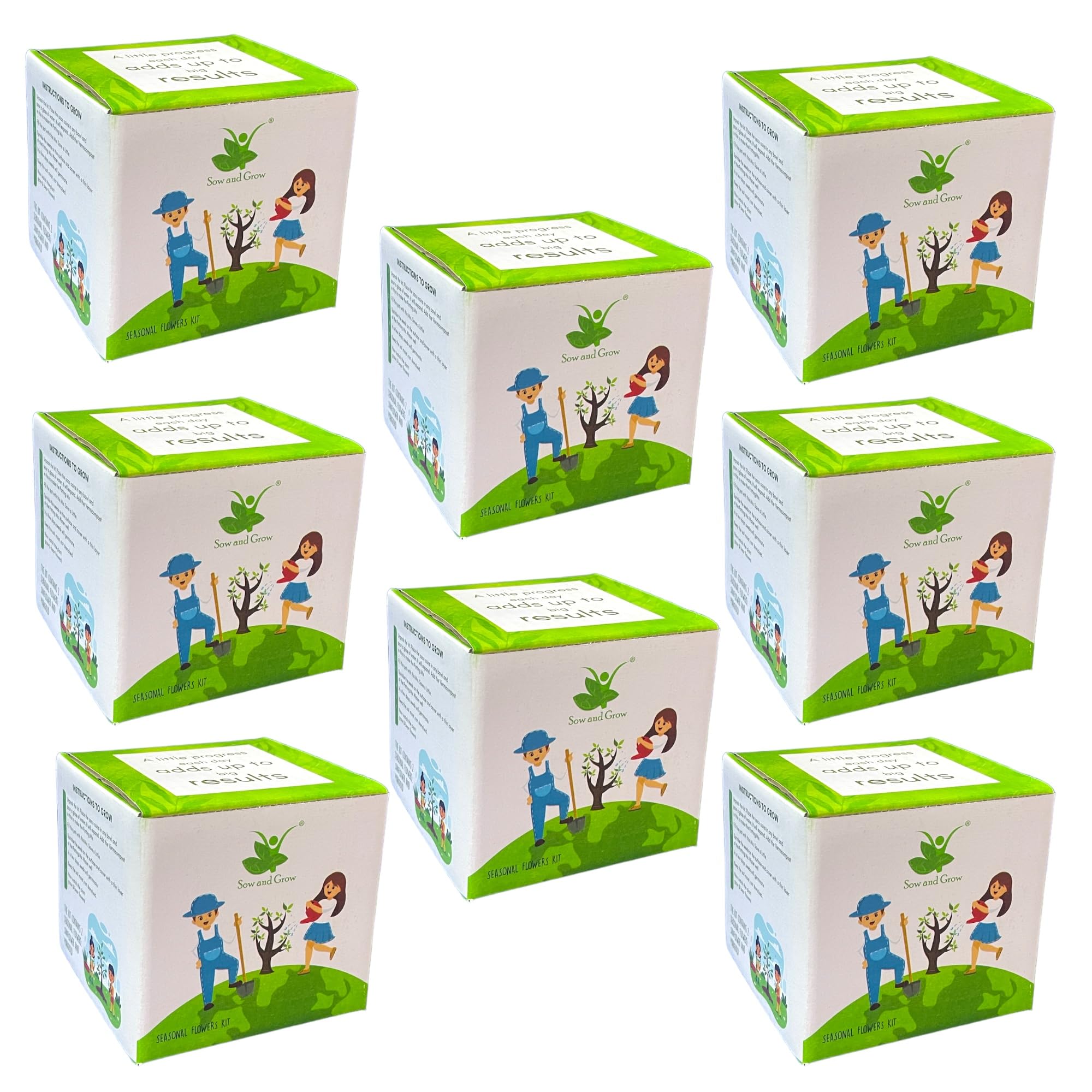Sow and Grow Grow Your Own Seasonal Flower Premium Kit - Pack Of 8 - Best Return Gift For Kids Birthday Party - Corporate Gifting 1