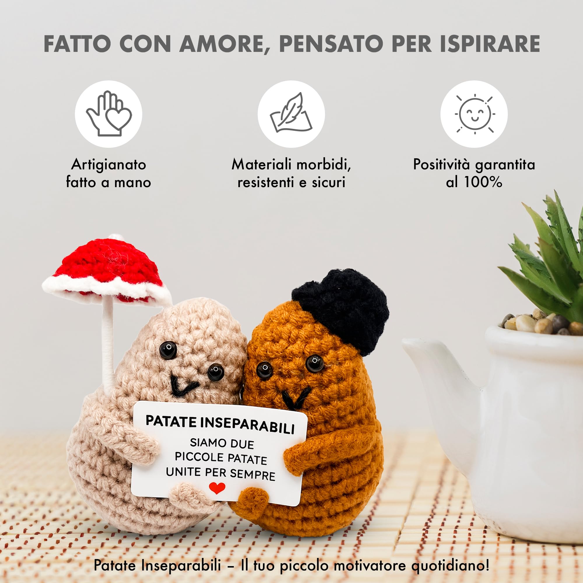 BigDaddy Patate Inseparabili - Peluche Patate Innamorate Unite per Sempre - Regali Coppia Originali - Perfetto per San Valentino, Anniversario Fidanzamento, Regalo Fidanzato e Fidanzata