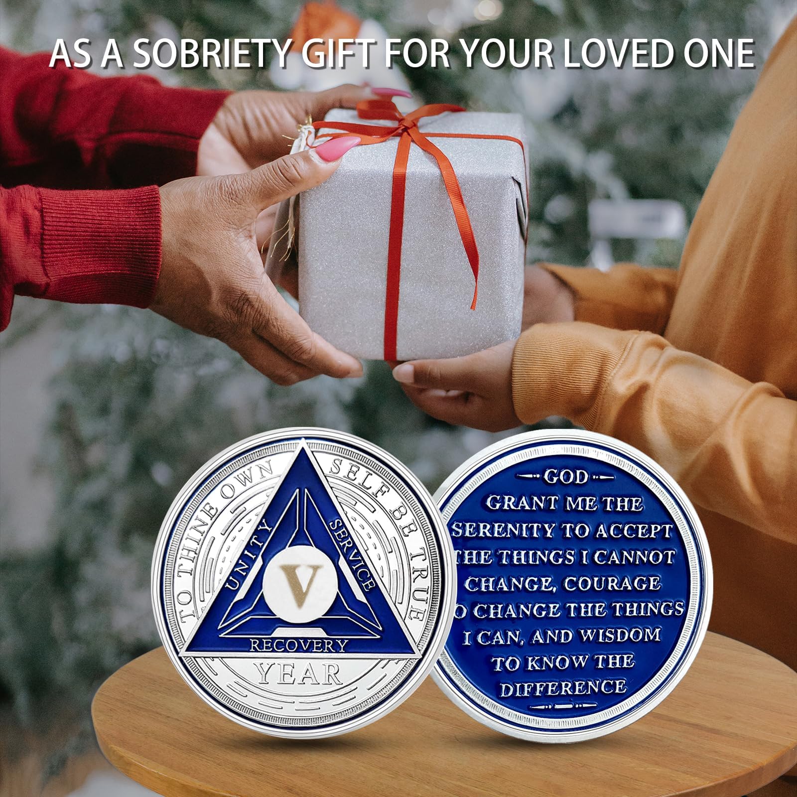 Chip de Sobriedad de 5 Años - Moneda AA Triplate y Medallón de Sobriedad, Chips de Recuperación, Token de Aniversario Sobrio, Regalos de Sobriedad para Hombres y Mujeres