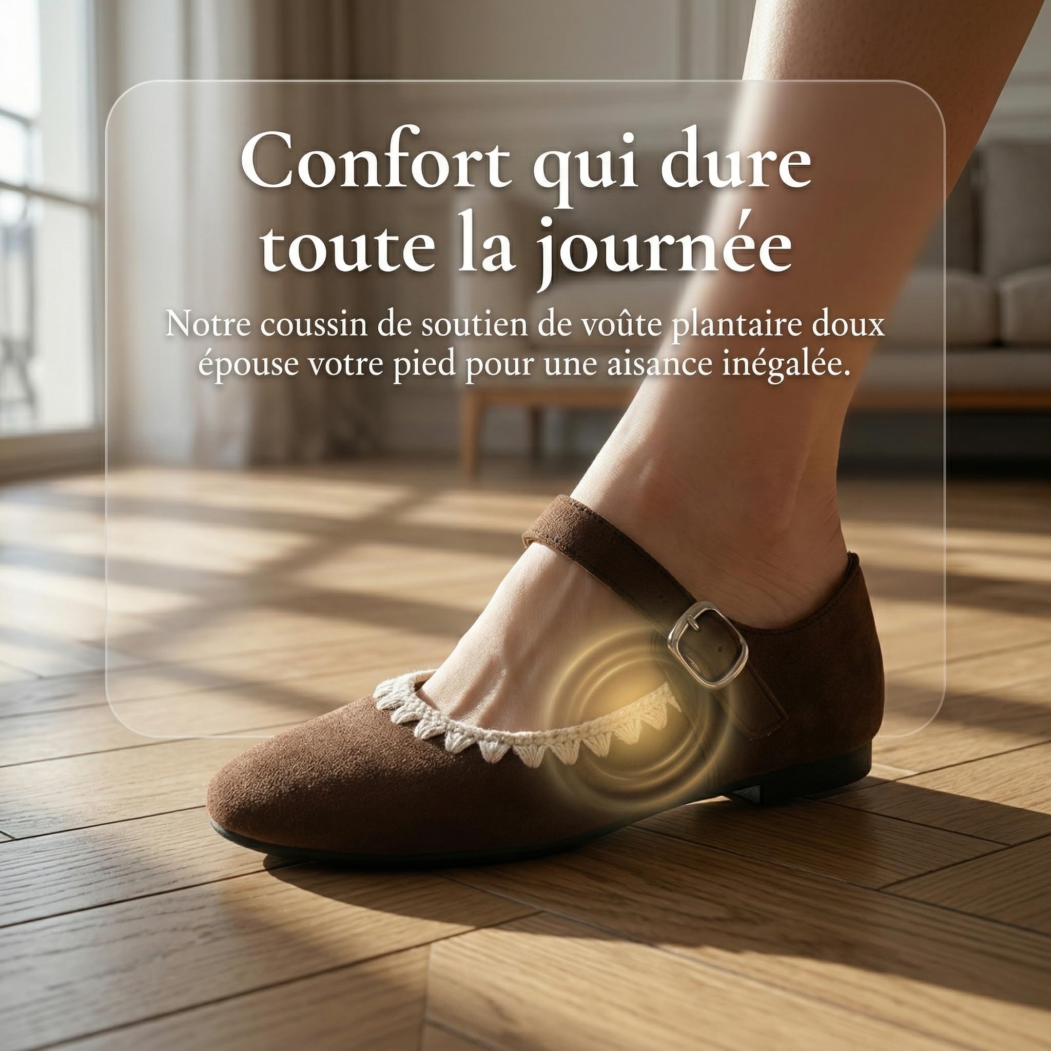 GLAMORA Ballerines Femme Mary Jane Effet Daim Bride Boucle Décorative Fermeture Rapide Crochet Chaussures Plates Souples Légères Bordure Tricotée Bout Rond Semelle Antidérapante Confort