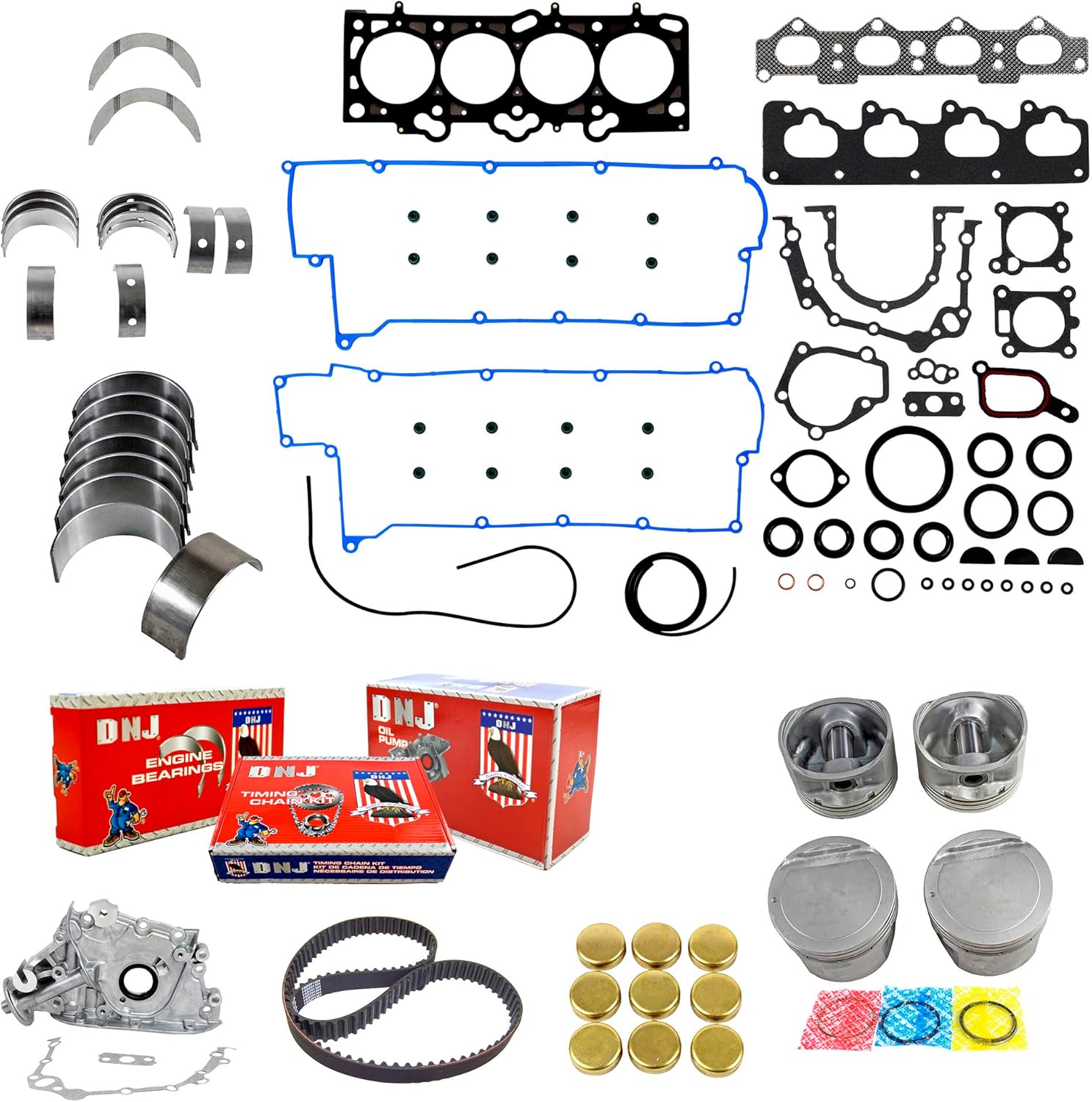 DNJ EK120M Master Engine Rebuild Kit for 2001-2006 Hyundai Elantra Tiburon 2.0L L4 16V DOHC 1975cc