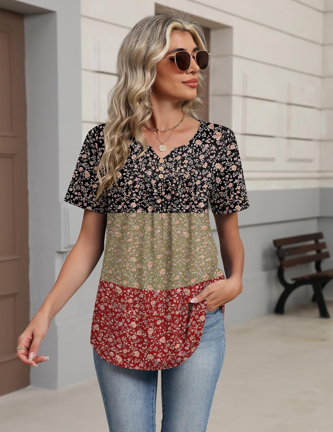 ZEAGOO Womens Summer Tops 2026 Short Sleeve Shirts V Neck Pleated Tunic Tops Work Blouses Business Casual Outfits S-3XL - Image 3