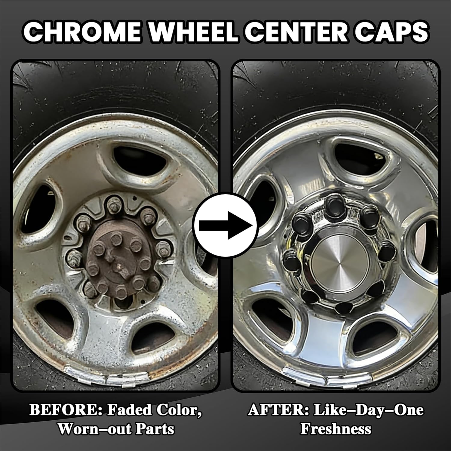 (Set of 4) 16" Chrome 8 Lug Wheel Center Caps for Chevy Silverado GMC Sierra Avalanche Suburban Yukon 1998-2013 – Replaces 15039489 15039488 9597169 9597170 – Snap-in Fit