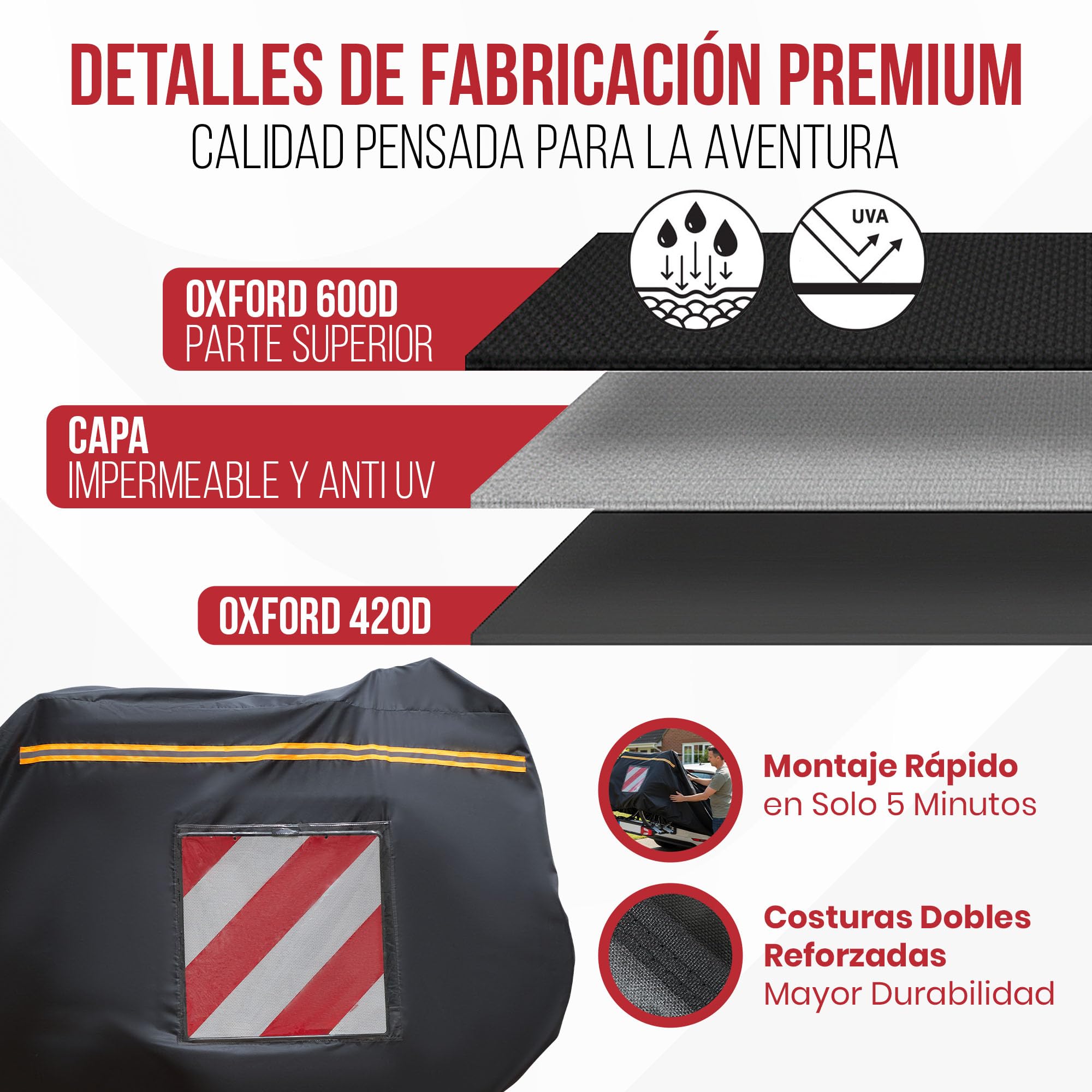 Funda Bicicleta Autocaravana para 3 Bicicletas - Accesorios Autocaravana - Funda Exterior Impermeable - Funda Portabicicletas