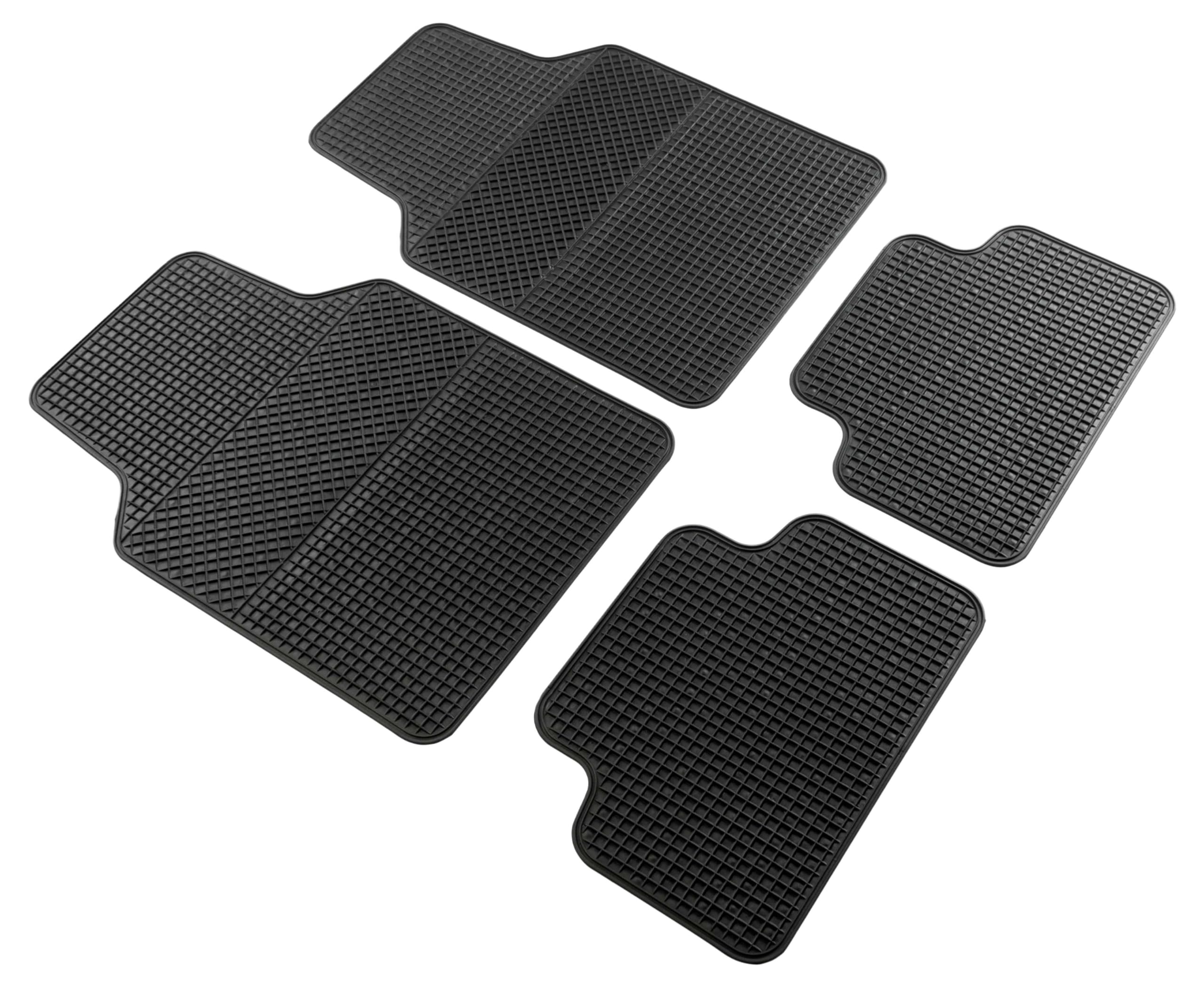 Car Comfort Walser Universal Car Rubber Mat Set EVO Car Mats 4 Pieces Can Be Cut To Size Universal Non-Slip Mats Car Floor Mats Black