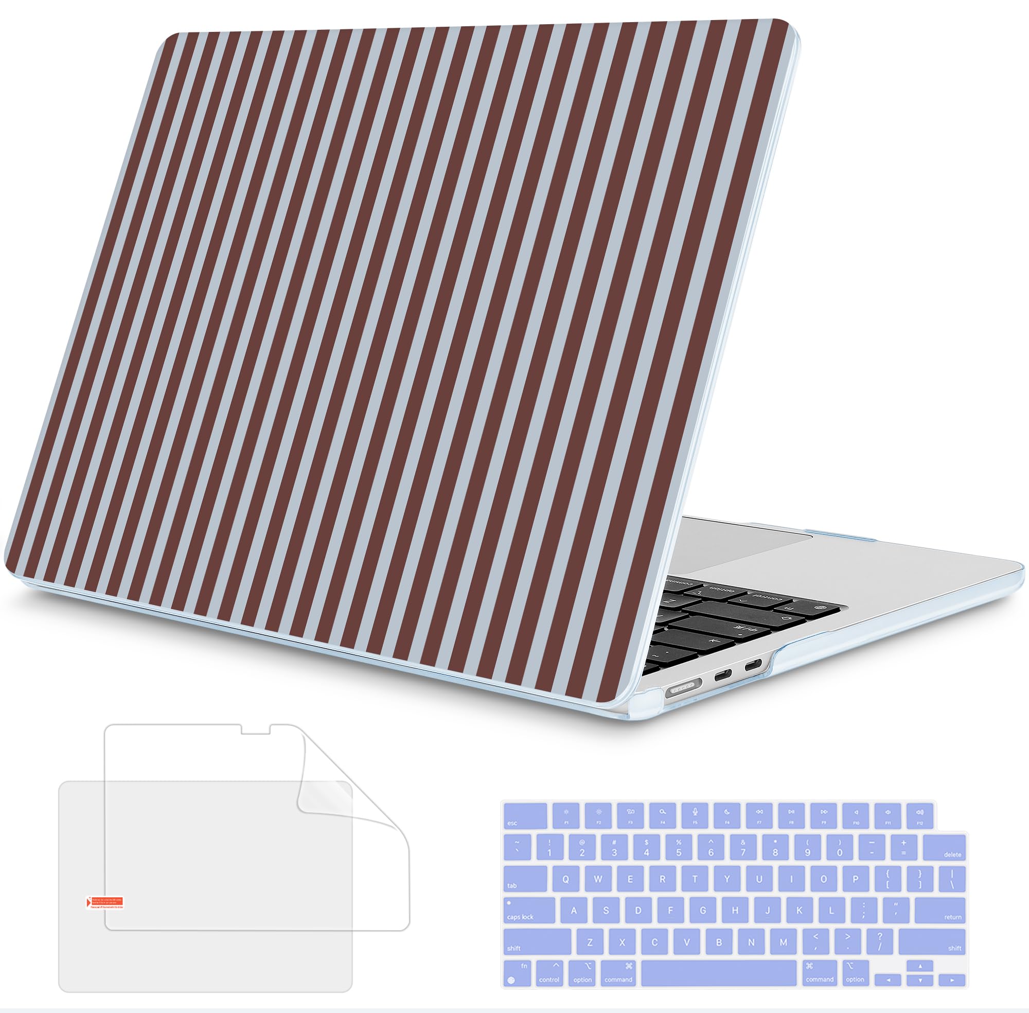 Mektron for 2026 MacBook Air 13-inch M5 Laptop Case A3449 with 13.6-inch Liquid Retina Display Fits 2025 A3240 M4 2024 A3113 M3 2023 A2681 M2 Printed Shell for MacBook Air 13.6", Striped MK030