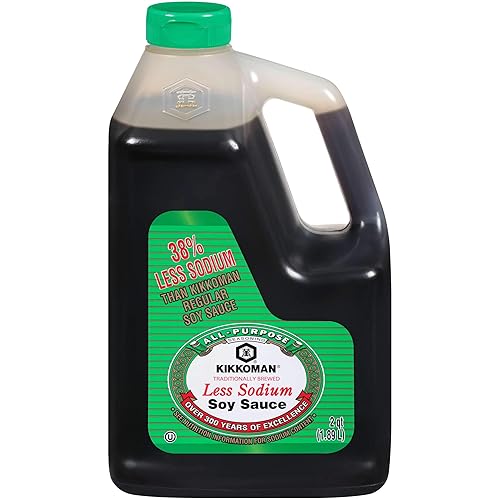 Kikkoman Salsa de soja con menos sodio, 0.5 galones, 6 por caja.