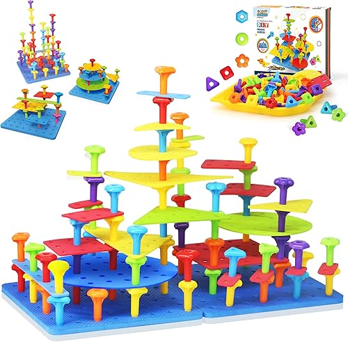 Miniatura 8 de Juego de 73 piezas de juguetes apilables de construcción para niños de 3 a 6 años de edad, juguete educativo STEM para el desarrollo cerebral