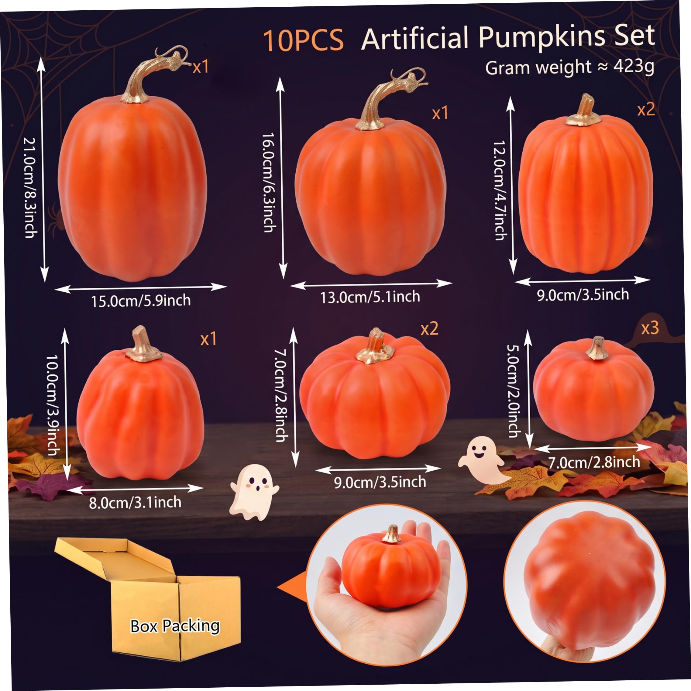 10 zucche artificiali, zucche in schiuma, decorazione di Halloween arancione, decorazione di zucca, zucca di Halloween