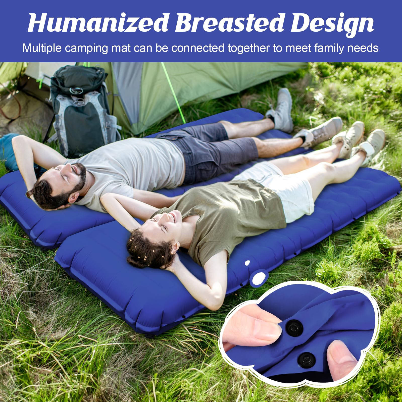 Isomatte Selbstaufblasend mit Fußpresse Pumpe, 12cm Verdicken Isomatte Camping, Ultraleicht Luftmatratze Kleines Packmaß, Aufblasbare Matratze Campingmatte Schlafmatte für Outdoor Camping