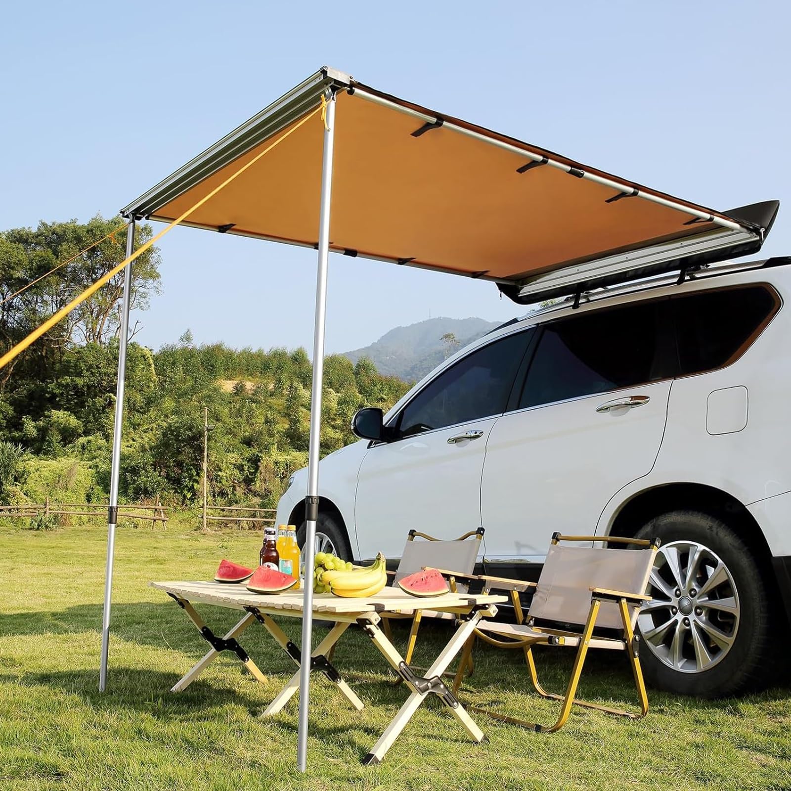 Tendalino Camper, Tenda Laterale Retrattile, Oxford 420D Impermeabile, Protezione UV50+ e Rivestimento PU 2000 Mm con Borsa, per SUV/furgoni/camion(160x250cm/5.2x8.2ft)