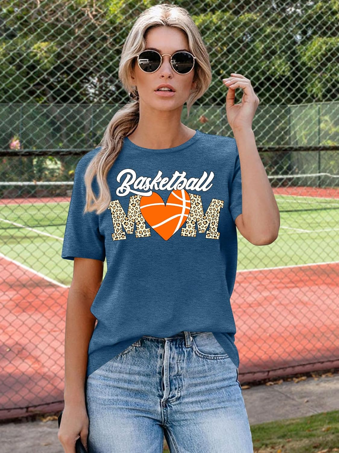 Basketball Mom Shirts for Women Game Day Print T-Shirt Basketball Sport Lovers Casual Short Sleeve Tee Tops - Image 2