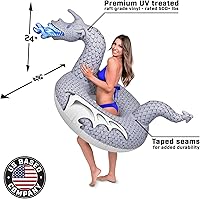 Vista 5 de GoFloats Balsas inflables de tubo para fiesta de dragón: elige entre dragón de fuego y dragón de hielo, flotadores de piscina