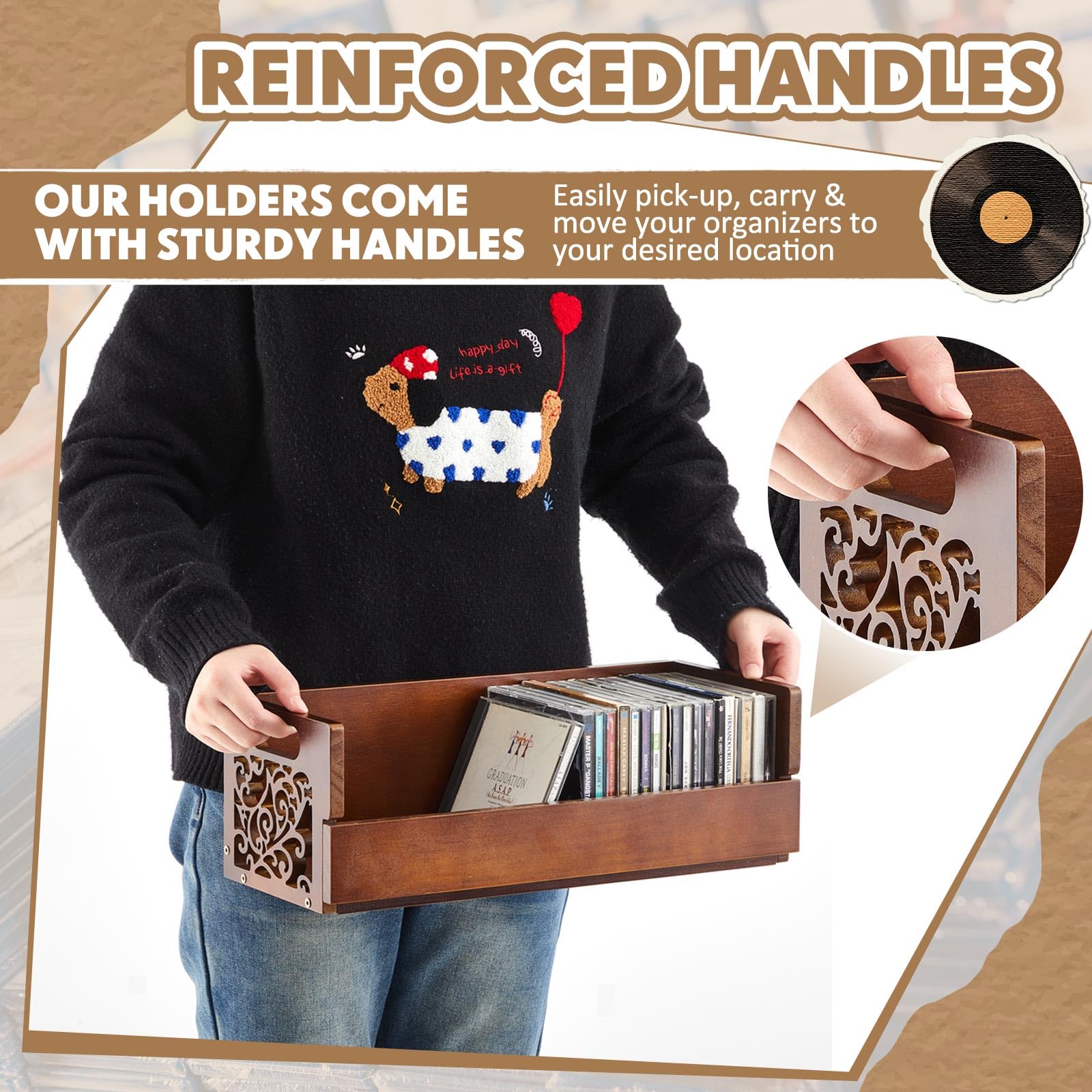 Amazon.com: CroBlissful 2 Set Wooden Cd Holder, Stackable Cd
